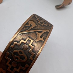 Lot Of 5 Vintage Signed Solid Copper Cuff Bracelet (8457)