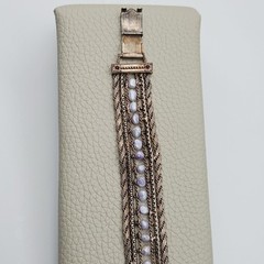 Vintage Multi Strand Bracelet Purple Bead Rhinestone Slide Clasp Antiqued Tone
