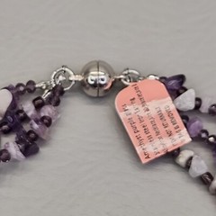 Amethyst Necklace Bracelet Pierced Earrings Set Purple Stone Layered JTV 20″