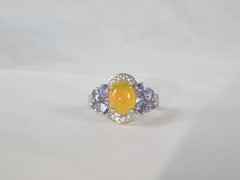 Vintage Sterling Silver 925 Fire Ethiopian Opal Tanzanite Butterfly Ring Size 7