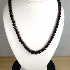 Vintage Genuine Almandine Garnet Small Bead Strand Choker Necklace Barrel Clasp