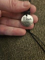 Vintage Retro I LOVE YOU Silver Etched Necklace Pendant With Nylon Chain RARE!🩶