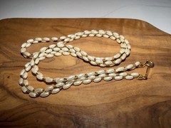 Vintage Signed Napier Multi-Strand Rice Pearl Chain Necklace, Gold Plated