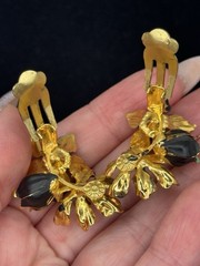 Vintage Enameled Uranium Made In Austria Brooch And Earrings Set