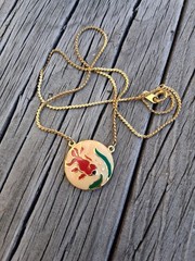 Vtg Koi Thailand Enameled Necklace 16″ Chain