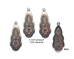 #0145 ANTIQUED BRASS FLORAL DROP WITH TOP HANG RING – 6 Pcs