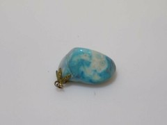 J507~VINTAGE PENDANT~NO CHAIN~BLUE/WHITE STONE~POLISHED~1″