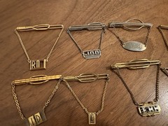Lot Mid Century Modern Art Deco Vintage Men’s Tie Bars Chains Initials Monogram