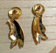 CLOWN BALLOONS FIGURAL PIERCED POST EARRINGS VINTAGE ENAMEL DROP STYLE