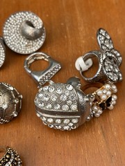 Vintage rhinestone and pearl rings, lot of 10, now size fits all