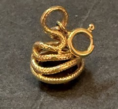 Antique 18k Gold Snake Serpent Charm Pendant Fob Diamond w/ Citrine