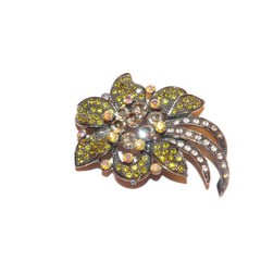 Vintage Rhinestone Flower Brooch