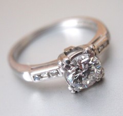 Antique Platinum Diamond Solitaire￼ Ring Round Estate Engagement Vintage Size 6