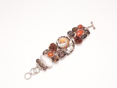 Vintage Sterling Silver Bracelet Natural stone MODERN ART