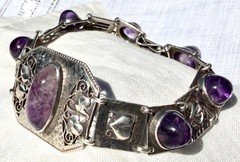 Antique Arts & Crafts 1908-1910 THEODOR FAHRNER Amethyst 935 Sterling Bracelet