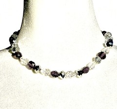 Vintage Austrian Crystal Purple Silver Clear Faceted Sparkling Collar Necklace