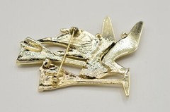 Vintage Pin Brooch Statement Brushed Gold Cocktail Heels Hand Wine 80s Chic Bin5