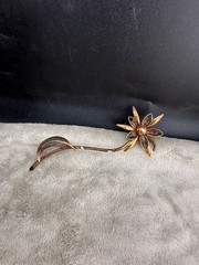 Vintage Copper Flower Brooch READ