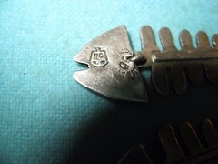 Taxco Silver Fish 1 1/2″ Earrings signed OO with Eagle 110 Antonio Pineda style
