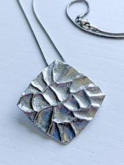 Vintage 925 Sterling Silver Brutalist Modern Square 1.5 in Pendant Necklace