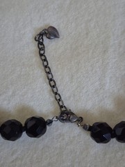 Carolee graduated glass bead jet black crystals knotted design Necklace