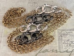 Vintage Necklace Brooch Bracelet 4 Piece Lot Black Rhinestones 60s – 90s