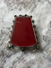 VTG Czech Art Deco Bohemian Red Stone BROOCH Pin 1930s Czechoslovakia TLC