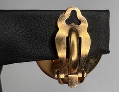 Hermes Vintage Horse Botton Earrings Clip On Gold Tone