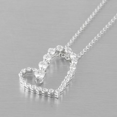 Movado 18k White Gold Diamond Asymmetrical Graduated Heart Necklace 0.60ctw 16″