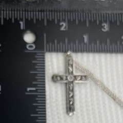 Vintage Sterling Silver 925 Ivy Floral Etched Cross Pendant 18” Necklace