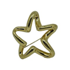 Vintage Lady Remington LR Shiny Smooth Gold-Tone Star Outline Pin Brooch