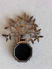 Vintage 925 Sterling Silver Marcasite Black Onyx Topiary Tree Pin – 1 3/4″ Long