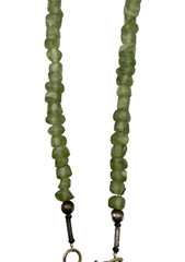 Vintage Chunky Green Prehnite Beaded Chip Nugget Necklace Handmade 18″ Choker
