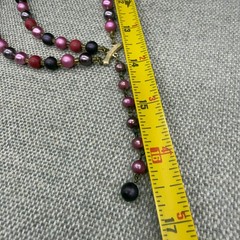 Vintage Necklace Multi Strand Pink Purple Beads Japan Adjustable Length READ