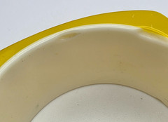 Vintage Yellow Lucite Bangle Bracelet Chunky Asymmetrical Geometric 8.5 in