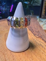 Vintage Sterling Silver 925 Rainbow CZ Channel Set Band Ring Size 6.5 6.30g
