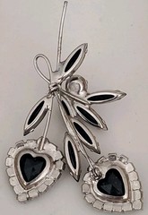 Julianna D&E Book Piece Heart Flower Brooch Rhinestone Aurora Borealis M9