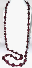 vtg 35″ Cluster Bohemian Garnet Necklace Single Strand with vtg Clip Earrings