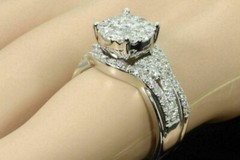 Vintage Art Deco 2.60Ct Round White Diamond Engagement Ring Set 925 Silver