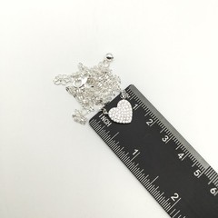 Silver Tone Pave CZ Heart Specialty Chain Necklace Adjustable 18-21” #15