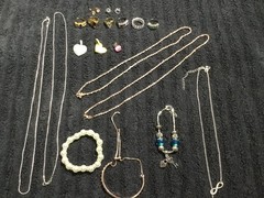 lot Of 925 Silver And Gold Tone Necklace/bracelets/earrings/Rings