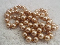 Champagne Bead Knotted Continuous Necklace (J47)