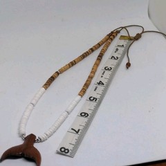 Boho Style Fish Tail Wood Coconat Beads Necklace 16in.