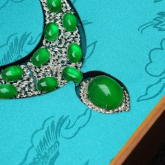 Green Emerald Cabochon Necklace Diamond Set Luxury Fine Jewelry For Elegant Form