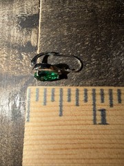 Vintage FAS 925 Sterling Silver Pear Cut Green Emerald CZ Leverback Earrings