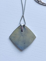 Vintage 925 Sterling Silver Brutalist Modern Square 1.5 in Pendant Necklace