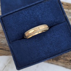 Antique 14K Yellow & White Gold KEEPSAKE 5mm Floral Wedding Band Ring Size 10.75