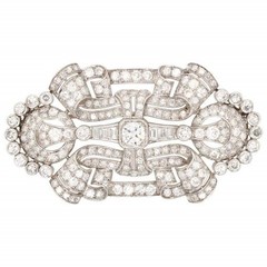 Round & Baguette Cut CZ Stone Victorian Edwardian Wedding Elegant Brooch For Her