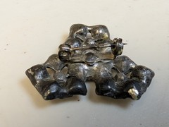 Austria Vintage Silver Tone Crown Prong Set Crystal Rhinestone Star Brooch 1.5″