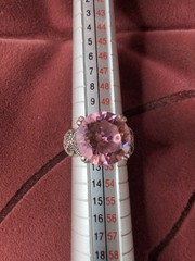 Vintage Pink Topaz w/Marcasite Art Deco Style 925 Sterling Silver Ring Size 5.75